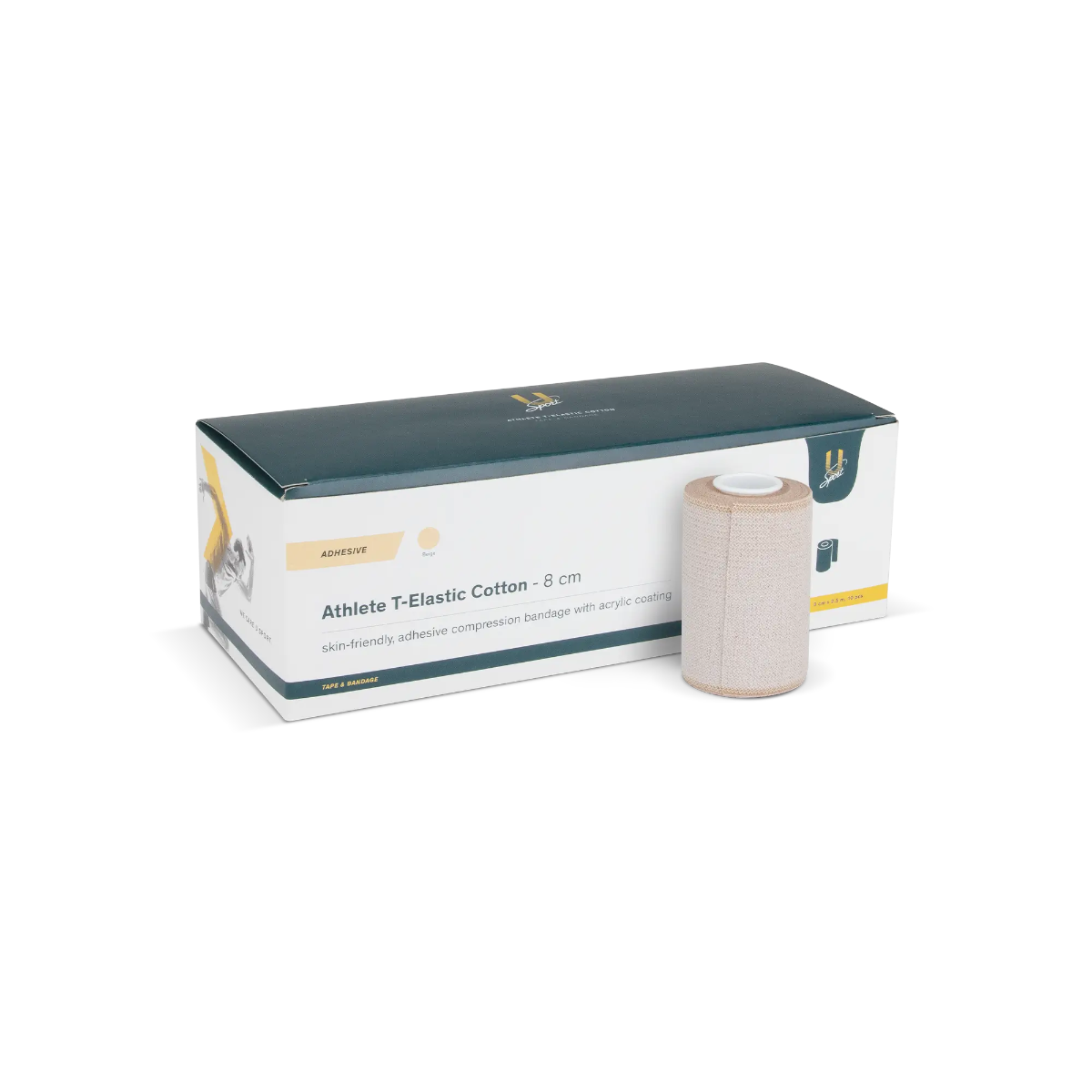 U-Sport T-elastic Cotton 8 cm breed x 2,5 meter huidklevende bandage