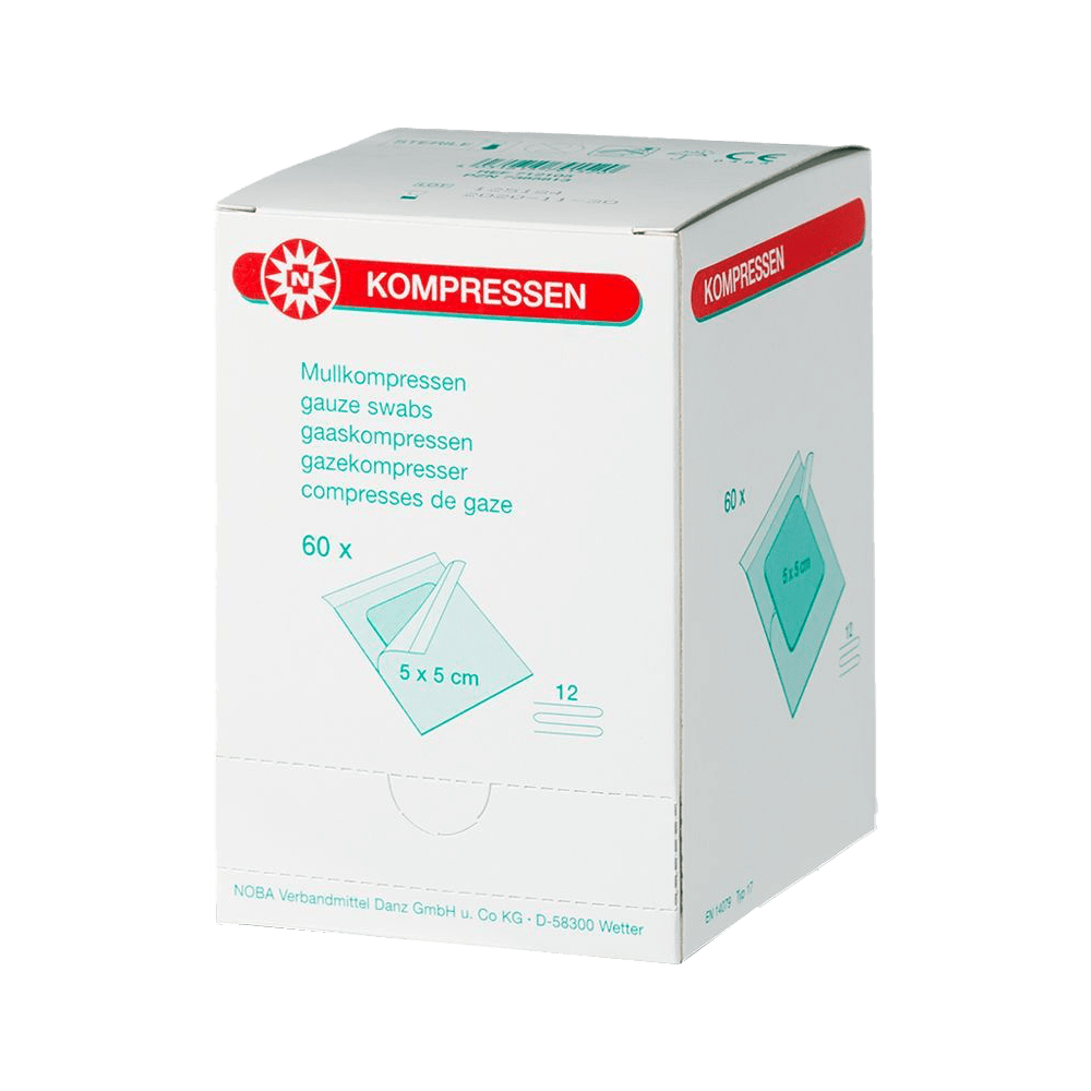 NOBA Gaaskompres 5 x 5 cm 60 stuks